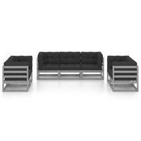 Set Divani da Giardino 7 pz con Cuscini Legno Massello di Pino 3076501