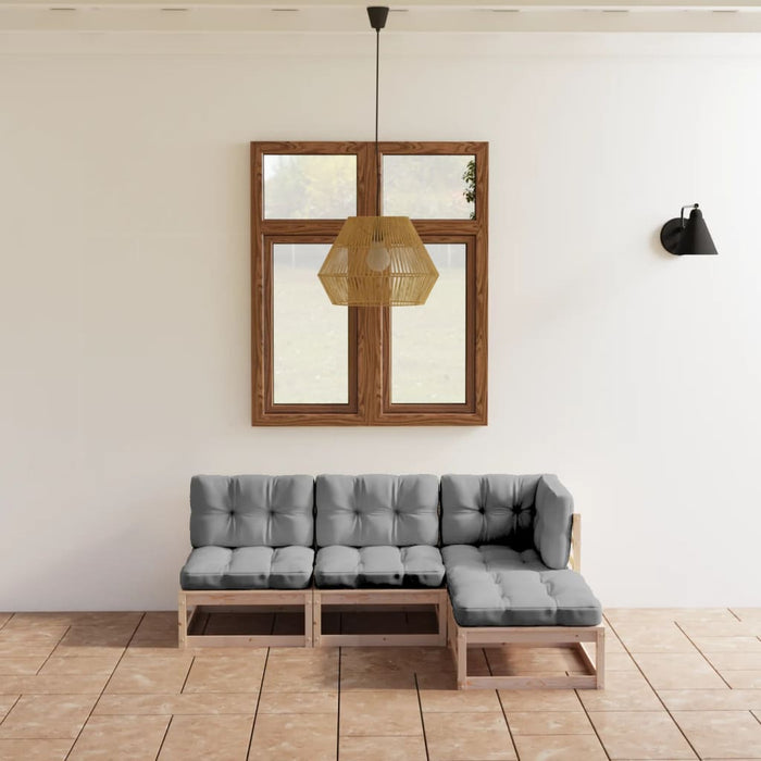 Set Divani da Giardino 4 pz con Cuscini Legno Massello di Pino cod mxl 44136