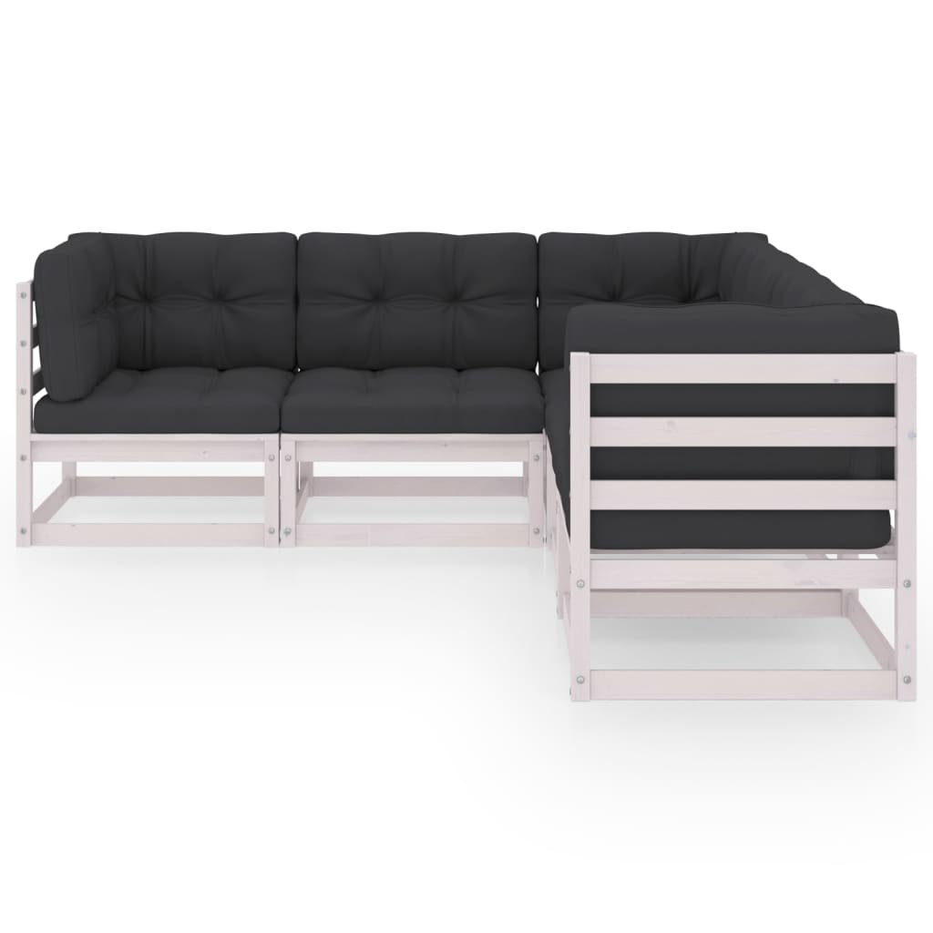 Set Divani da Giardino 5 pz con Cuscini Legno Massello di Pino 3076545