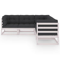 Set Divani da Giardino 5 pz con Cuscini Legno Massello di Pino 3076545