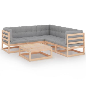 Set Divani da Giardino 6 pz con Cuscini Legno Massello di Pino cod mxl 50534