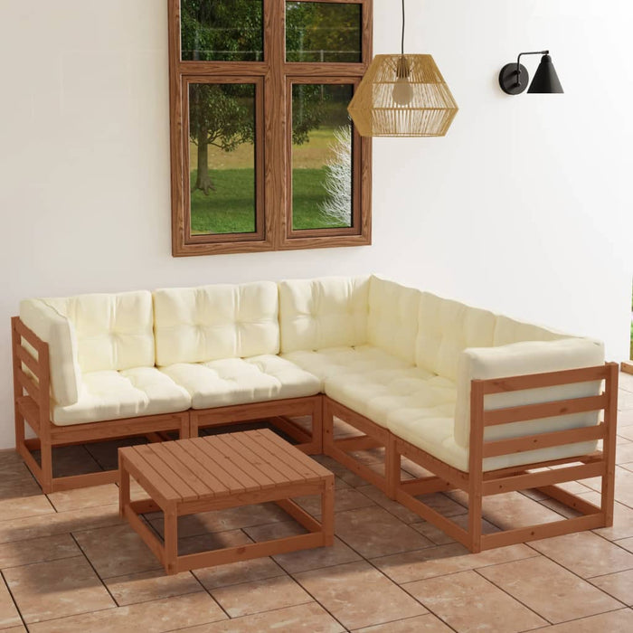 Set Divani da Giardino 6 pz con Cuscini Legno Massello di Pino 3076552