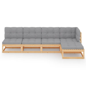 Set Divani da Giardino 5 pz con Cuscini Legno Massello di Pino cod mxl 44672