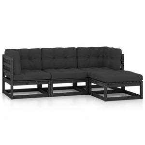 Set Divani da Giardino 4 pz con Cuscini Legno Massello Pino cod mxl 42917