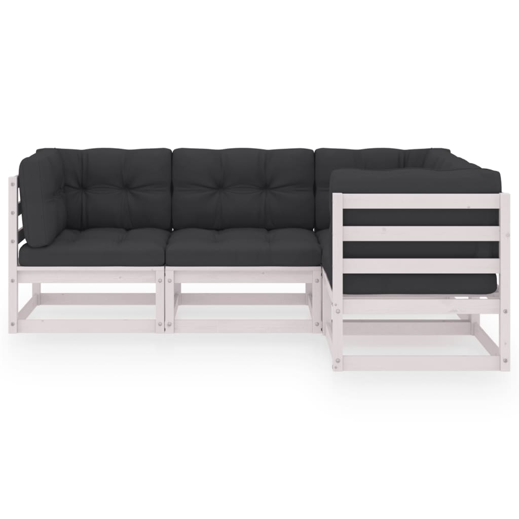 Set Divani da Giardino 4 pz con Cuscini Legno Massello Pino 3076595