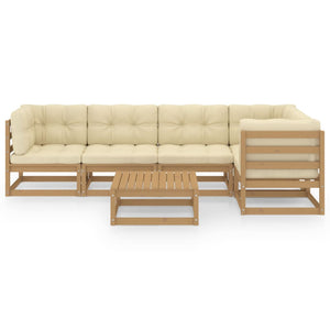 Set Divani da Giardino 6 pz con Cuscini Legno Massello di Pino 3076612