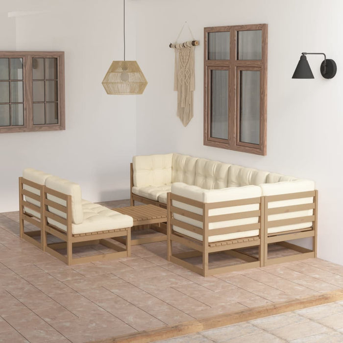 Set Salotto Giardino 8 pz con Cuscini in Legno Massello di Pino 3076662