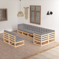 Set Salotto Giardino 8 pz Cuscini Antracite Legno Massello Pino 3076664