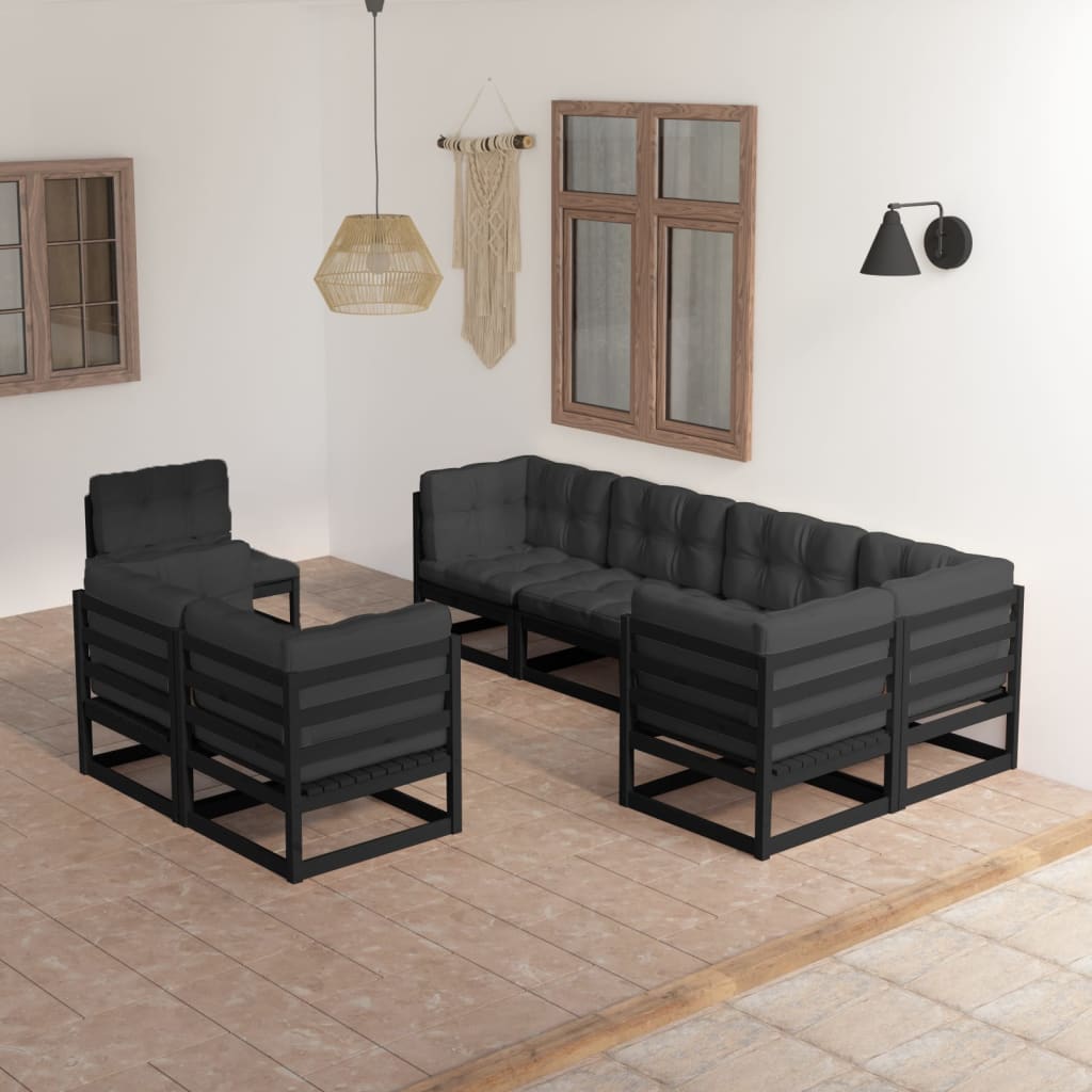 Set Divani da Giardino 8 pz con Cuscini Legno Massello di Pino cod mxl 37995