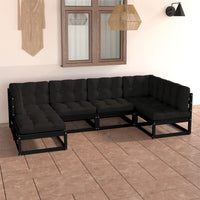 Set Divani Giardino 6 pz con Cuscini in Legno Massello di Pino 3076738
