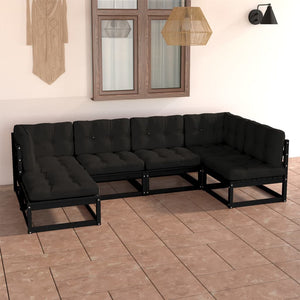 Set Divani Giardino 6 pz con Cuscini in Legno Massello di Pino 3076738