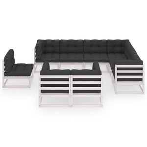 Set Divani da Giardino 9 pz con Cuscini Massello di Pino Bianco cod mxl 44582