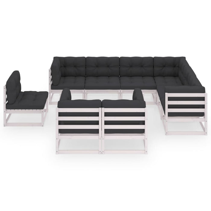 Set Divani da Giardino 9 pz con Cuscini Massello di Pino Bianco cod mxl 44582