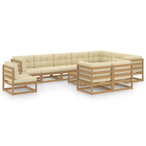 Set Salotto Giardino e Cuscini 11 pz Legno Massello Pino Ambra 3076872