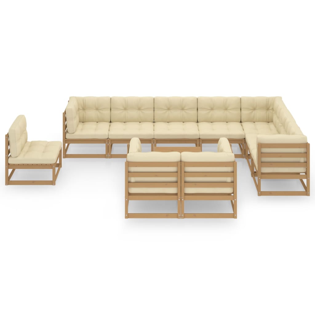 Set Salotto Giardino e Cuscini 11 pz Legno Massello Pino Ambra 3076872