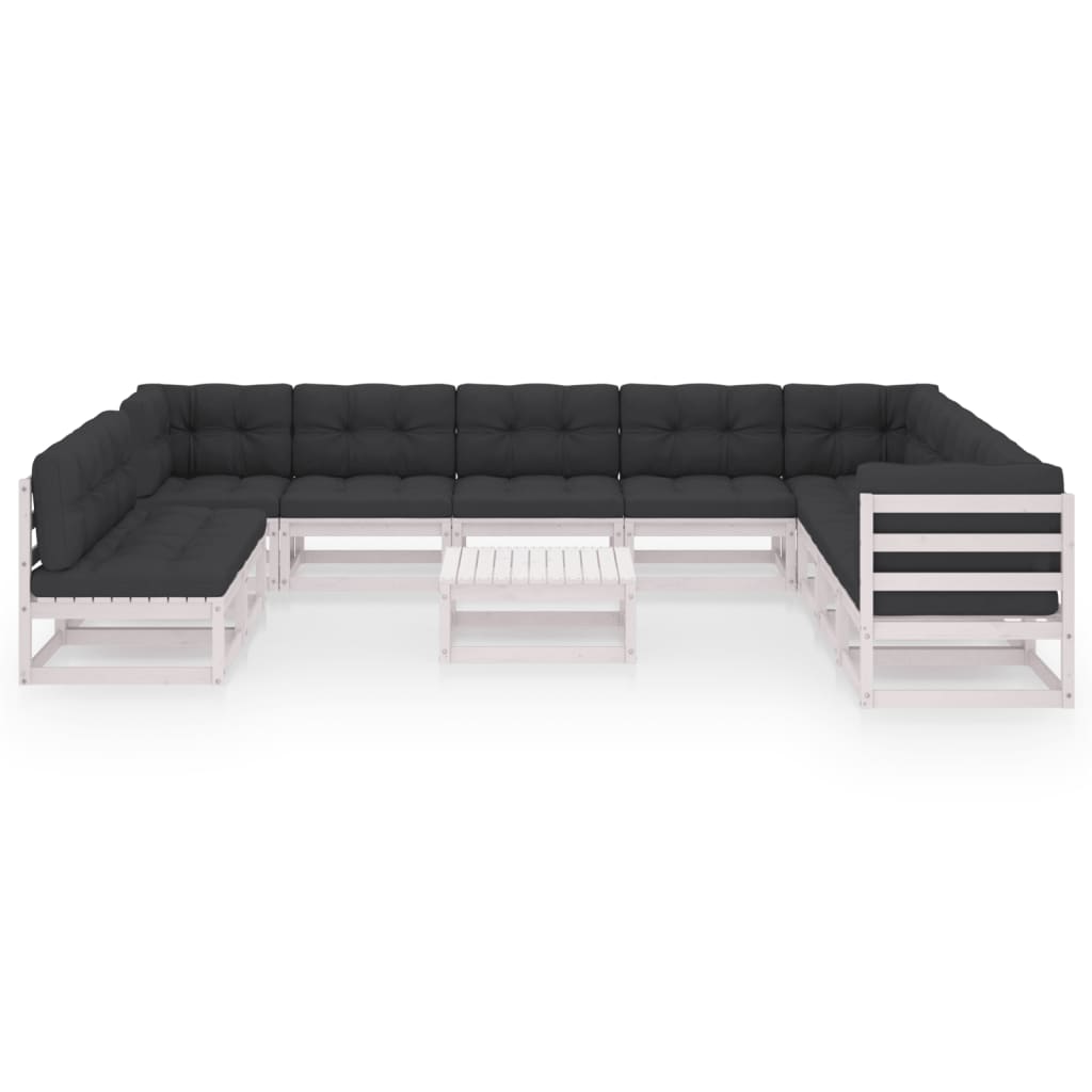 Set Divani da Giardino 11pz con Cuscini Massello di Pino Bianco cod mxl 54158