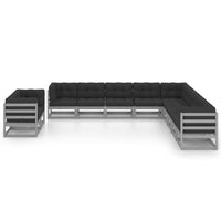 Set Divani da Giardino 11 pz Grigio Cuscini Massello di Pino 3076986