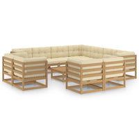 Set Salotto Giardino e Cuscini 12 pz Legno Massello Pino Ambra 3077002