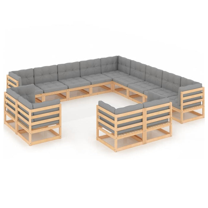 Set Divani da Giardino 13 pz con Cuscini Legno Massello di Pino cod mxl 44682