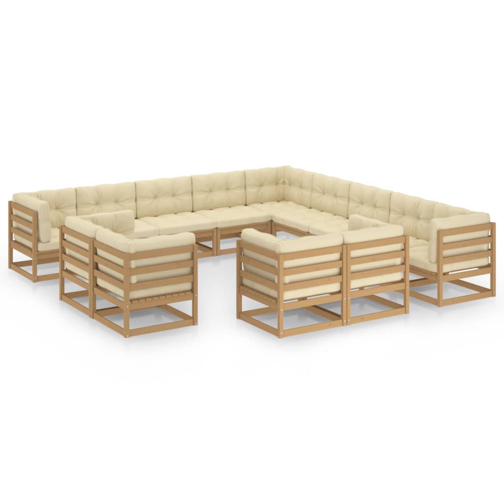 Set Salotto Giardino e Cuscini 13 pz Legno Massello Pino Ambra 3077017