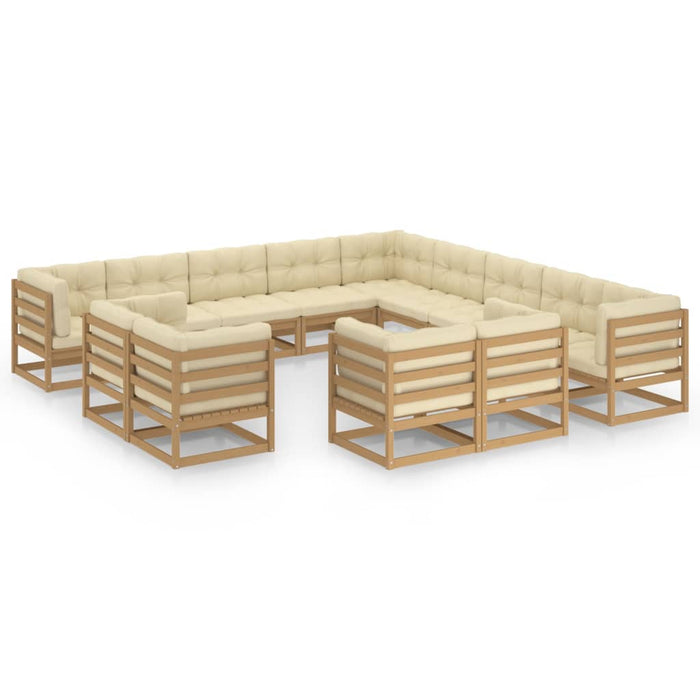 Set Salotto Giardino e Cuscini 13 pz Legno Massello Pino Ambra 3077017