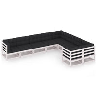 Set Divani da Giardino 9 pz con Cuscini Massello di Pino Bianco 3077035
