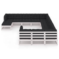 Set Divani da Giardino 12 pz Cuscini Bianchi Massello di Pino 3077105