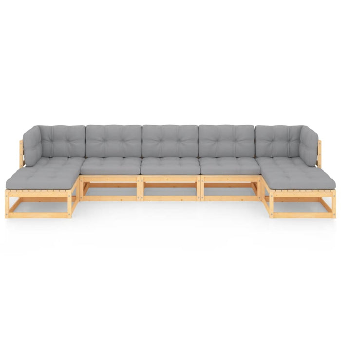 Set Salotto Giardino 7 pz Cuscini Antracite Legno Massello Pino 3077124