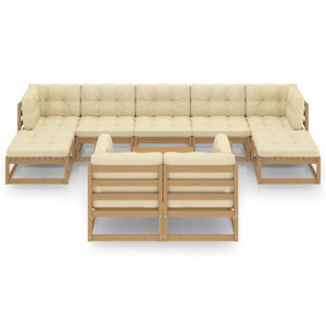 Set Salotto Giardino e Cuscini 10 pz Legno Massello Pino Ambra 3077162