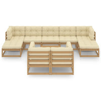 Set Salotto Giardino e Cuscini 10 pz Legno Massello Pino Ambra 3077162