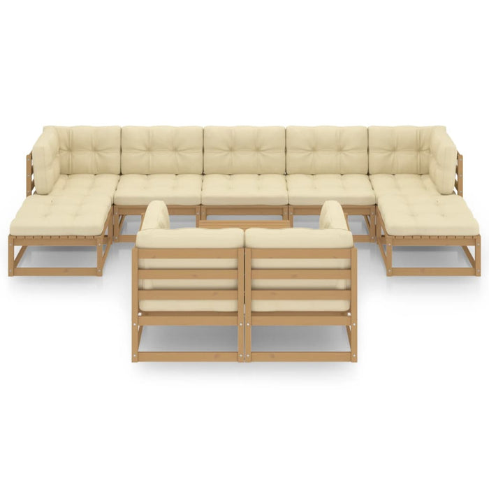 Set Salotto Giardino e Cuscini 10 pz Legno Massello Pino Ambra 3077162