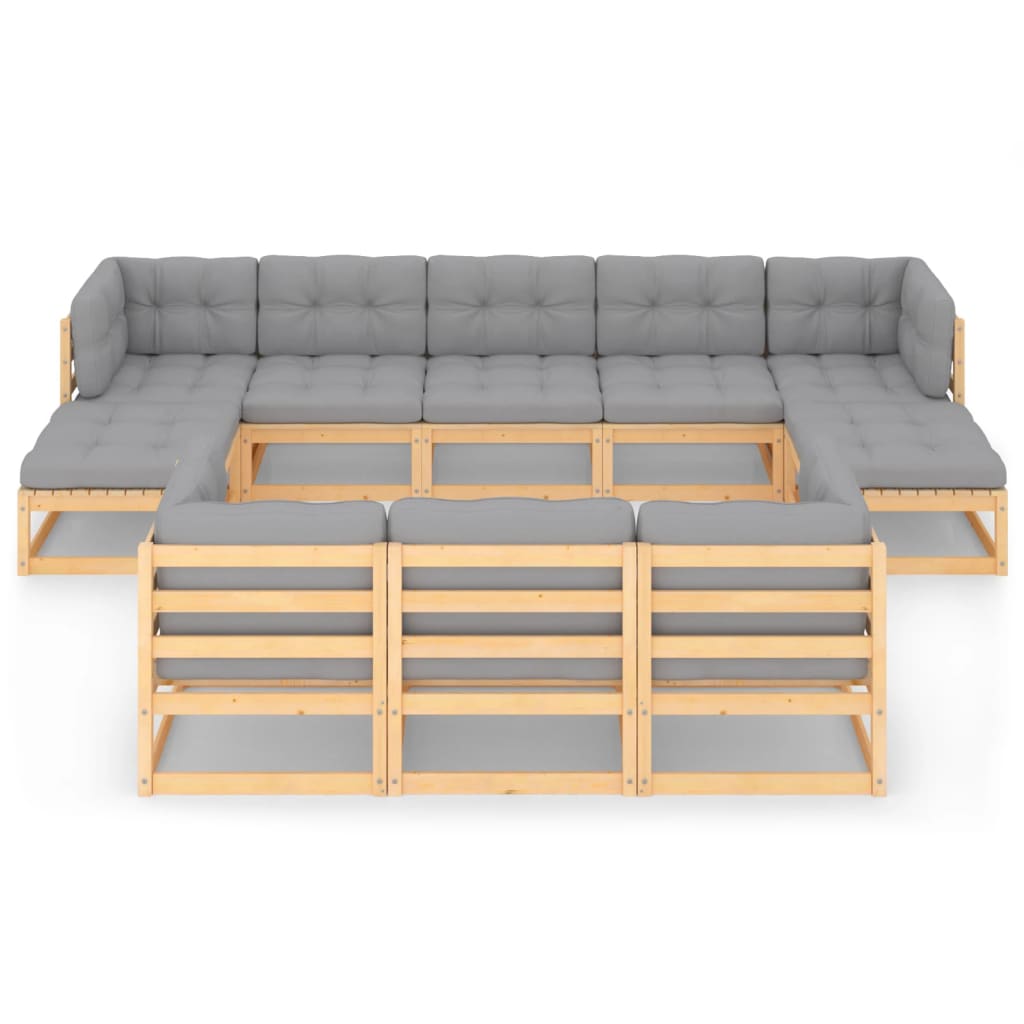Set Divani da Giardino 10 pz con Cuscini Legno Massello di Pino cod mxl 41865