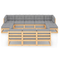 Set Divani da Giardino 10 pz con Cuscini Legno Massello di Pino cod mxl 41865