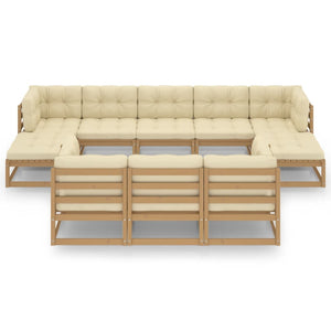 Set Salotto Giardino e Cuscini 10 pz Legno Massello Pino Ambra 3077167