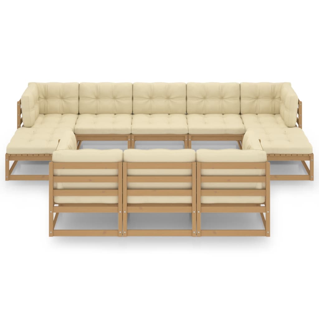 Set Divani da Giardino 10 pz Cuscini Miele in Massello di Pino cod mxl 54029