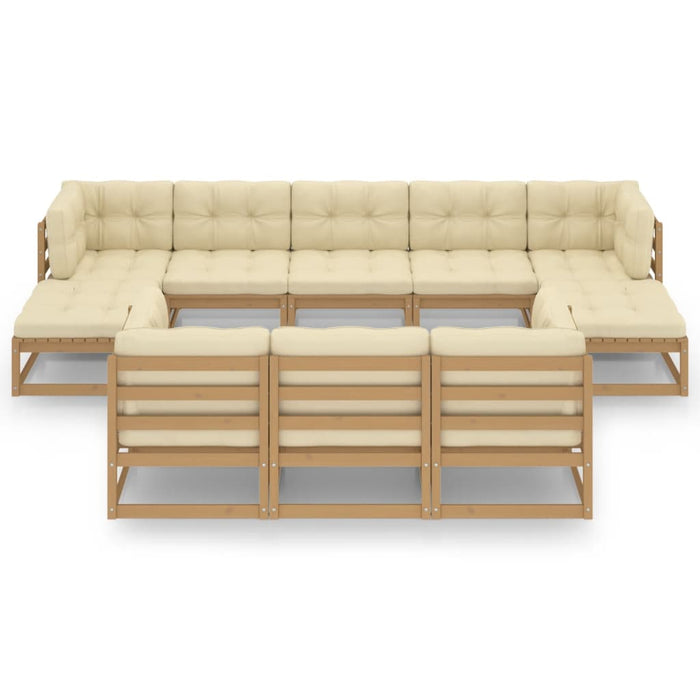 Set Divani da Giardino 10 pz Cuscini Miele in Massello di Pino cod mxl 54029