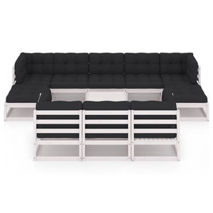Set Divani da Giardino 11 pz Cuscini Bianchi Massello di Pino cod mxl 38100