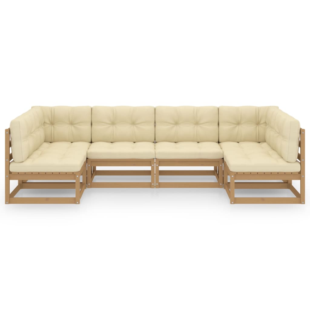 Set Salotto Giardino e Cuscini 6 pz Legno Massello Pino Ambra 3077177