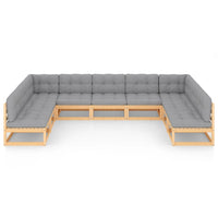 Set Salotto Giardino 9 pz Cuscini Antracite Legno Massello Pino 3077194