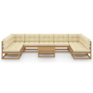 Set Divani da Giardino 10 pz Cuscini Miele in Massello di Pino cod mxl 52709