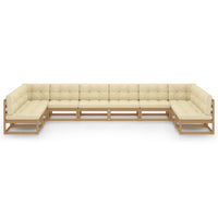 Set Divani da Giardino 10 pz Cuscini Miele in Massello di Pino cod mxl 44671