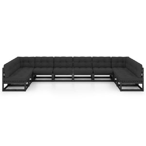 Set Divani da Giardino 10 pz con Cuscini Massello di Pino Nero 3077208