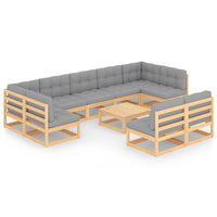 Set Divani da Giardino 10 pz con Cuscini Legno Massello di Pino cod mxl 44696