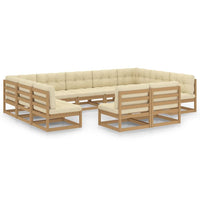 Set Salotto Giardino e Cuscini 11 pz Legno Massello Pino Ambra 3077227