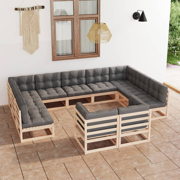 Set Divani da Giardino 11 pz con Cuscini Legno Massello di Pino cod mxl 44708