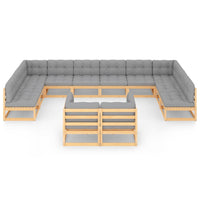 Set Divani da Giardino 12 pz con Cuscini Legno Massello di Pino cod mxl 38293