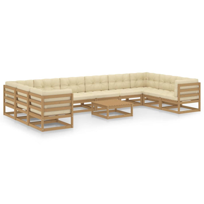 Set Salotto Giardino e Cuscini 11 pz Legno Massello Pino Ambra 3077327