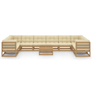Set Salotto Giardino e Cuscini 11 pz Legno Massello Pino Ambra 3077327