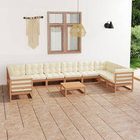 Set Salotto Giardino e Cuscini 11 pz Legno Massello Pino Ambra 3077327