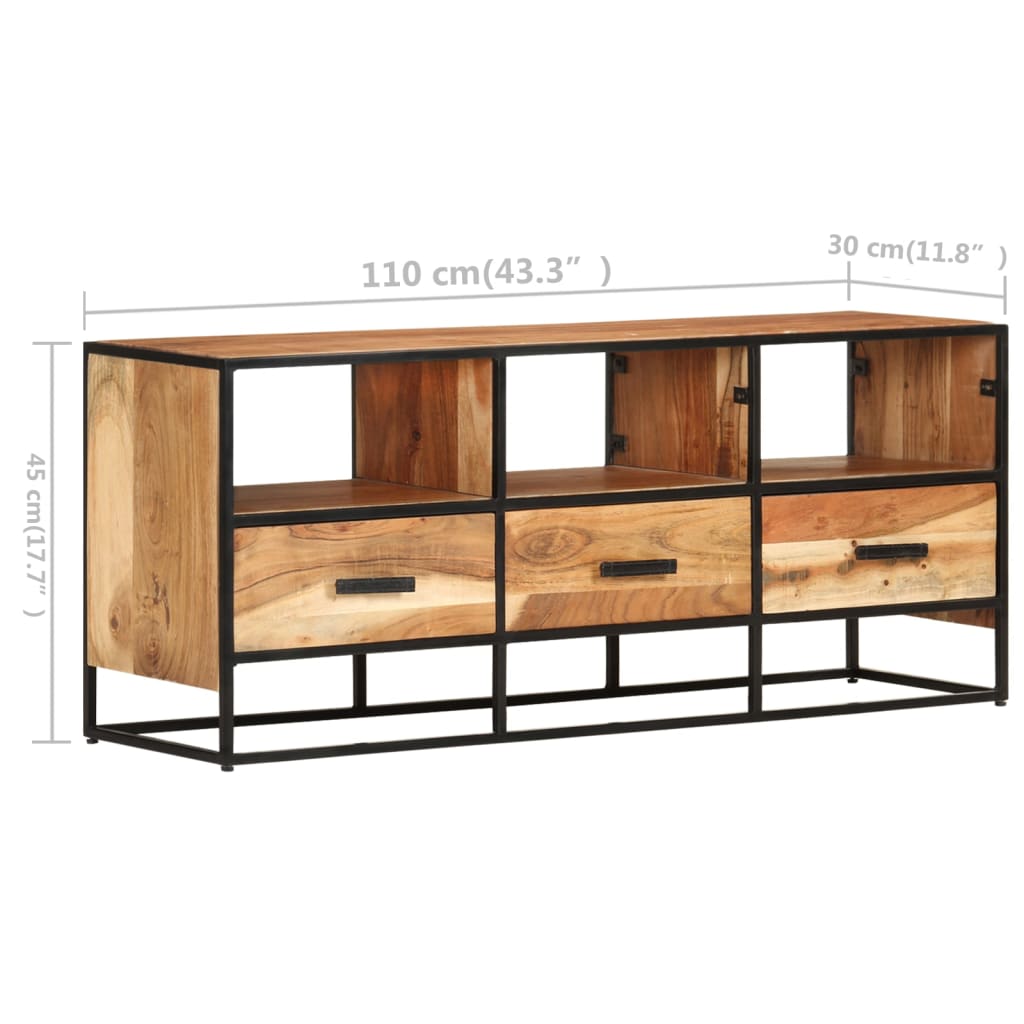 Mobile Porta TV-Mobile per TV-Credenza TV 110x30x45 cm in Legno Massello di Acacia